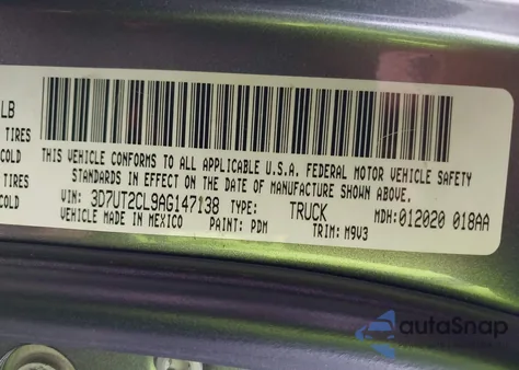 2010 Dodge Ram 2500 Slt z USA, uszkodzony, nr VIN 3D7UT2CL9AG147138